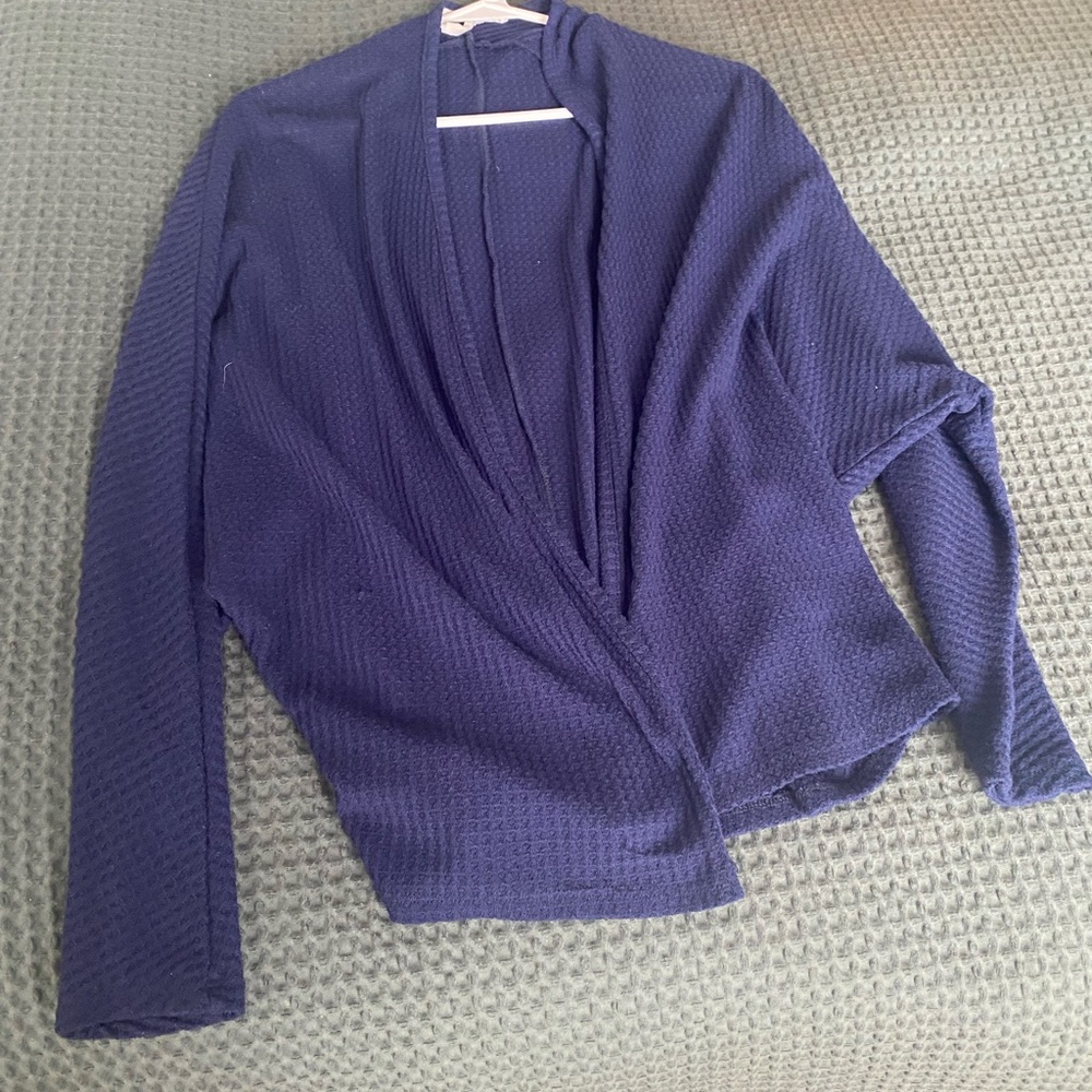 Women's Navy Blue Open Front Sweater